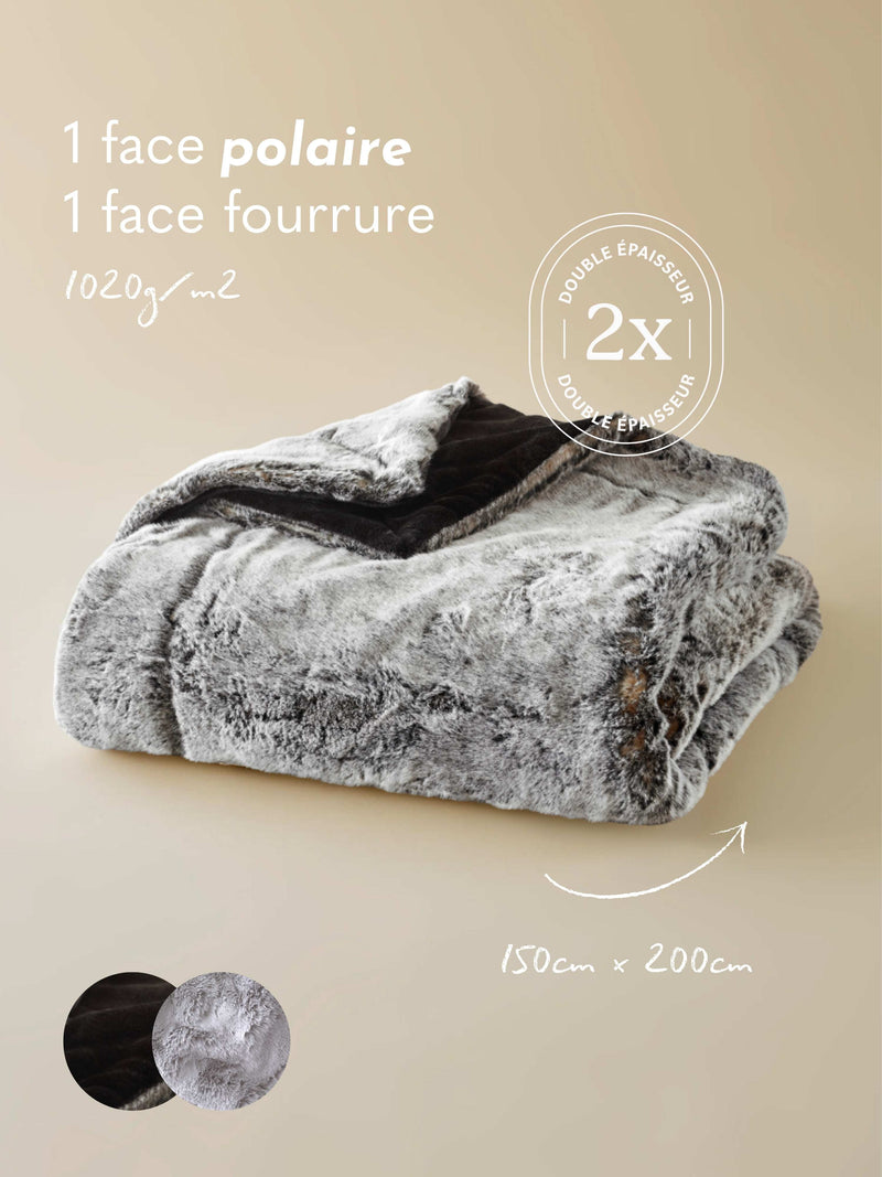 Plaid Fausse fourrure Frisson Sombre gris